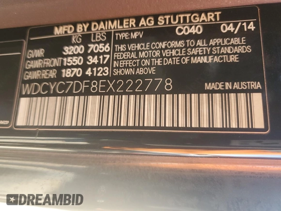 2014 Mercedes-Benz G 63 AMG with VIN WDCYC7DF8EX222778, listed as a Copart auction lot 76568764 with 152,079 mi miles and Salvage title. Bid and sale history available at DreamBid. Image 14.