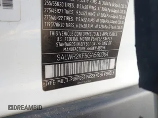 2016 Land Rover Range Rover Sport HSE with VIN SALWR2KF5GA560364, listed as a IAAI auction lot 42192408 with 137,093 mi miles and . Bid and sale history available at DreamBid. Image 9.