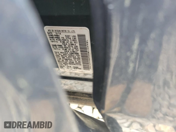 2014 Nissan Murano SL with VIN JN8AZ1MW9EW523749, listed as a Copart auction lot 45316965 with 0 mi miles and Non Repairable. Bid and sale history available at carsss.com. Image 14.