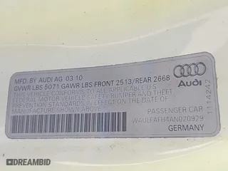 2010 Audi A5 Premium Plus with VIN WAULFAFH4AN020929, listed as a IAAI auction lot 41724217 with 90,881 mi miles. Bid and sale history available at carsss.com. Image 9.