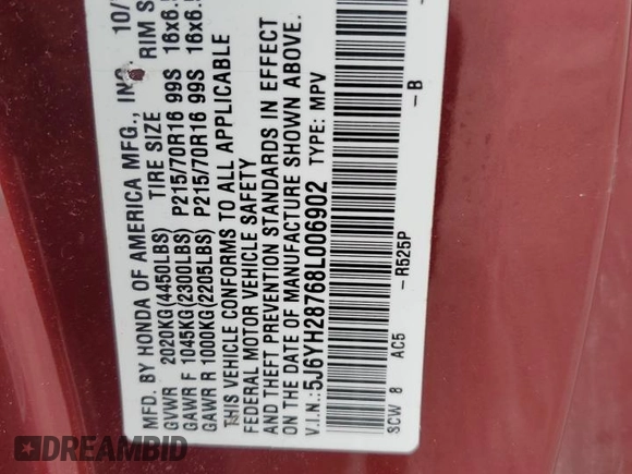 2008 Honda Element EX z VIN 5J6YH28768L006902, wystawiony jako Copart lot #57116395 z przebiegiem 215 969 mil mil oraz Szkoda całkowita • Salvage title. Historia ofert i sprzedaży dostępna na DreamBid. Obrazek 14.