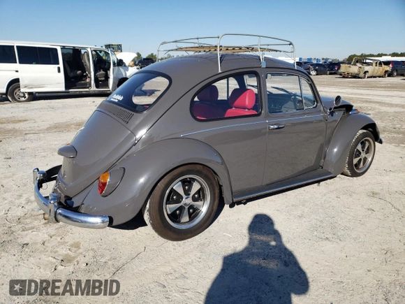 1967 Volkswagen Beetle with VIN 117142708, listed as a Copart auction lot 42380965 with 54,196 mi miles and Salvage Title. Bid and sale history available at DreamBid. Image 3.