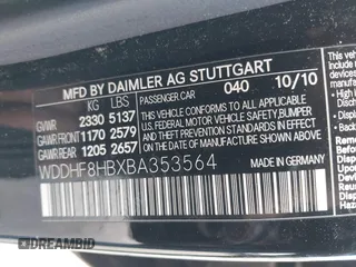 2011 Mercedes-Benz E 350 Luxury with VIN WDDHF8HBXBA353564, listed as a IAAI auction lot 42392079 with 241,393 mi miles and . Bid and sale history available at DreamBid. Image 9.