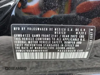 2021 Volkswagen Jetta S with VIN 3VWC57BU8MM068408, listed as a Copart auction lot 59475675 with 25,349 mi miles and Salvage title. Bid and sale history available at DreamBid. Image 12.