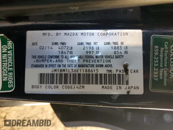 2014 Mazda 3 S Touring with VIN JM1BM1L36E1188615, listed as a Copart auction lot 80682274 with 84,888 mi miles and Salvage Title. Bid and sale history available at DreamBid. Image 14.