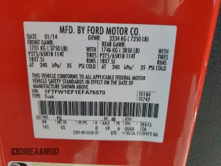 2014 Ford F-150 XL with VIN 1FTFW1EF1EFA76570, listed as a Copart auction lot 52285455 with 223,621 mi miles and Salvage Title. Bid and sale history available at carsss.com. Image 12.