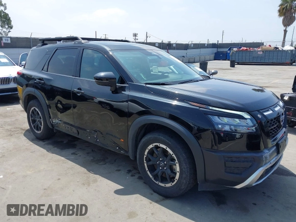 2023 Nissan Pathfinder Rock Creek with VIN 5N1DR3BD6PC258228, listed as a IAAI auction lot 42494821 with 33,928 mi miles and . Bid and sale history available at DreamBid. Image 1.