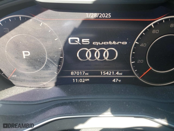 2018 Audi Q5 Premium Plus with VIN WA1BNAFY4J2161609, listed as a Copart auction lot 42531905 with 87,017 mi miles and Salvage Title. Bid and sale history available at carsss.com. Image 9.