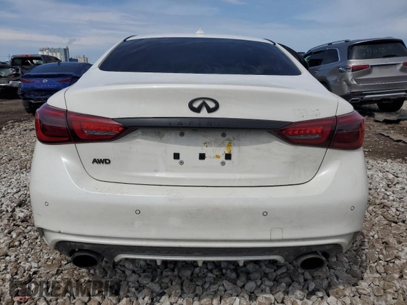 2020 Infiniti Q50 Luxe with VIN JN1EV7AR2LM254113, listed as a Copart auction lot 53379655 with 56,099 mi miles and Salvage title. Bid and sale history available at DreamBid. Image 6.