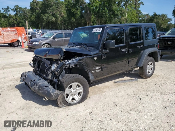 2018 Jeep Wrangler Unlimited Sport with VIN 1C4BJWDG5JL822969, listed as a Copart auction lot 61240135 with 80,276 mi miles and Salvage title. Bid and sale history available at DreamBid. Image 1.