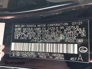 2021 Lexus UX with VIN JTHP3JBH2M2045075, listed as a IAAI auction lot 40979086 with 44,578 mi miles. Bid and sale history available at carsss.com. Image 9.