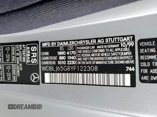 2000 Mercedes-Benz CLK 320/430 with VIN WDBLJ65G8YF122308, listed as a Copart auction lot 77449314 with 105,121 mi miles and Salvage Title. Bid and sale history available at DreamBid. Image 12.