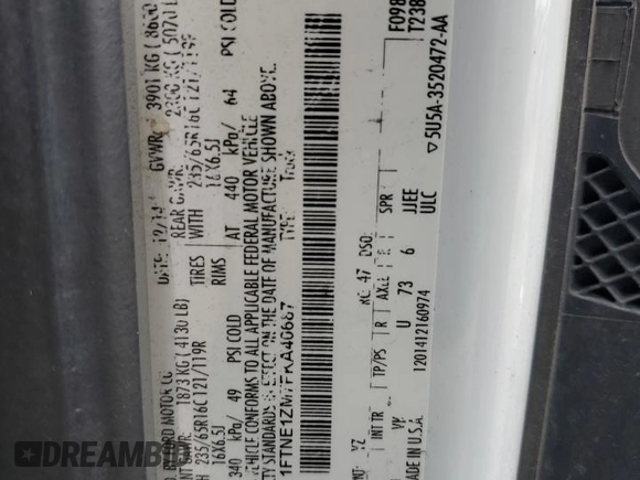 2015 Ford Transit Cargo с VIN 1FTNE1ZM7FKA40687, выставлен на аукционе Copart как лот 56940095 с пробегом 318 811 миль миль и Списание • Salvage title. История ставок и продаж доступна на DreamBid. Изображение 13.