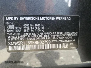 2019 BMW 3 Series 330i with VIN 3MW5R1J59K8B02799, listed as a Copart auction lot 88078385 with 38,362 mi miles and Salvage Title. Bid and sale history available at carsss.com. Image 12.