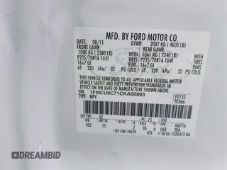 2012 Ford Escape XLS с VIN 1FMCU9C71CKA50893, выставлен на аукционе IAAI как лот 42158103 с пробегом 106 268 миль миль и . История ставок и продаж доступна на DreamBid. Изображение 9.
