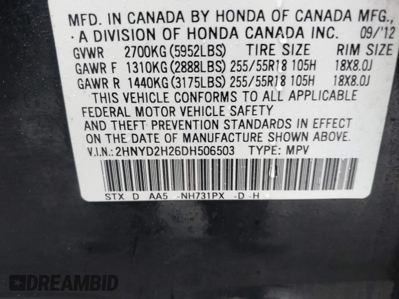 2013 Acura MDX with VIN 2HNYD2H26DH506503, listed as a IAAI auction lot 41567431 with 201,950 mi miles. Bid and sale history available at carsss.com. Image 9.