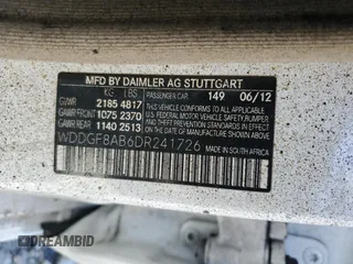 2013 Mercedes-Benz C 300 Sport с VIN WDDGF8AB6DR241726, выставлен на аукционе Copart как лот 54554925 с пробегом Не указан миль и Списание • Salvage title. История ставок и продаж доступна на DreamBid. Изображение 12.