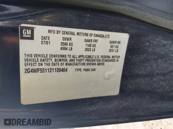 2002 Buick Regal GS с VIN 2G4WF551121109464, выставлен на аукционе IAAI как лот 41695972 с пробегом Не указан миль и . История ставок и продаж доступна на DreamBid. Изображение 9.