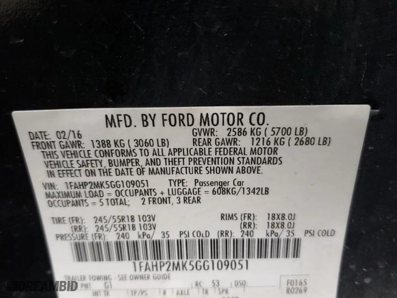 2016 Ford Sedan Police Interceptor with VIN 1FAHP2MK5GG109051, listed as a Copart auction lot 42117555 with 148,447 mi miles and Salvage Title. Bid and sale history available at carsss.com. Image 12.