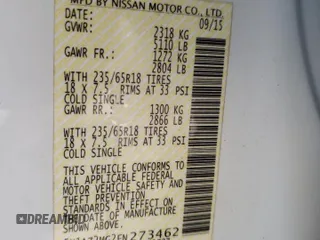 2015 Nissan Murano SV z VIN 5N1AZ2MG2FN273462, wystawiony jako Copart lot #53375645 z przebiegiem 132 105 mil mil oraz Szkoda całkowita • Salvage title. Historia ofert i sprzedaży dostępna na DreamBid. Obrazek 13.