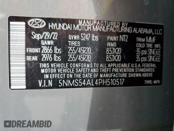 2023 Hyundai Santa Fe Calligraphy with VIN 5NMS54AL4PH510517, listed as a Copart auction lot 49600955 with 52,951 mi miles and Clean title. Bid and sale history available at DreamBid. Image 15.