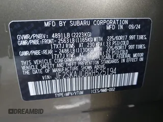 2024 Subaru Forester Wilderness with VIN JF2SKAJC8RH525194, listed as a IAAI auction lot 41697885 with 4,755 mi miles. Bid and sale history available at carsss.com. Image 9.