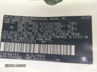 2005 Toyota Sienna CE с VIN 5TDZA23C75S329210, выставлен на аукционе IAAI как лот 42616004 с пробегом 233 920 миль миль и . История ставок и продаж доступна на DreamBid. Изображение 9.