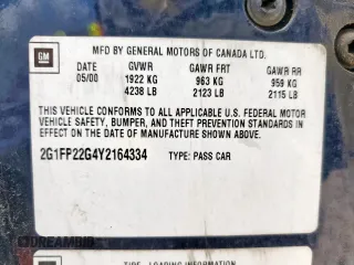 2000 Chevrolet Camaro Z28 z VIN 2G1FP22G4Y2164334, wystawiony jako Copart lot #61602805 z przebiegiem 88 765 mil mil oraz Czysty tytuł • Clean title. Historia ofert i sprzedaży dostępna na DreamBid. Obrazek 12.