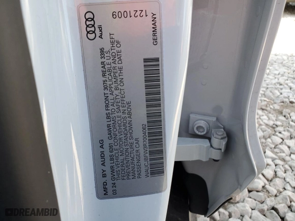 2024 Audi e-tron GT Premium Plus with VIN WAUCJBFW3R7004062, listed as a Copart auction lot 77770684 with 3,092 mi miles and Salvage Title. Bid and sale history available at carsss.com. Image 13.