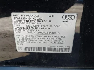 2018 Audi Q3 Premium with VIN WA1ECCFS6JR031736, listed as a IAAI auction lot 41439900 with 67,182 mi miles and . Bid and sale history available at DreamBid. Image 9.