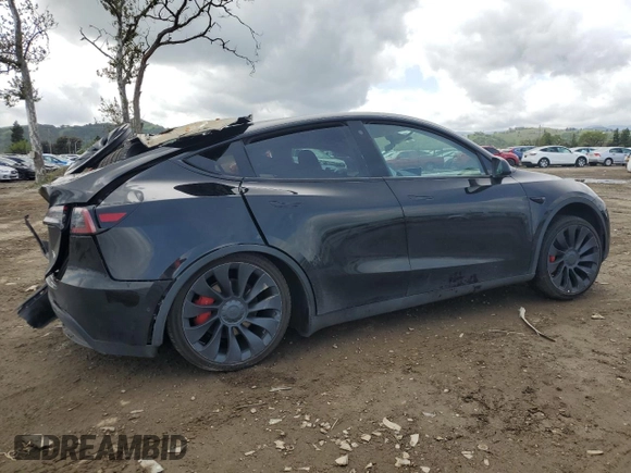 2022 Tesla Model Y Performance with VIN 7SAYGDEF1NF404133, listed as a Copart auction lot 51108165 with 44,102 mi miles and Salvage Title. Bid and sale history available at DreamBid. Image 3.
