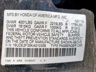 2019 Acura ILX with VIN 19UDE2F35KA010358, listed as a Copart auction lot 54062865 with 36,126 mi miles and Salvage Title. Bid and sale history available at DreamBid. Image 12.