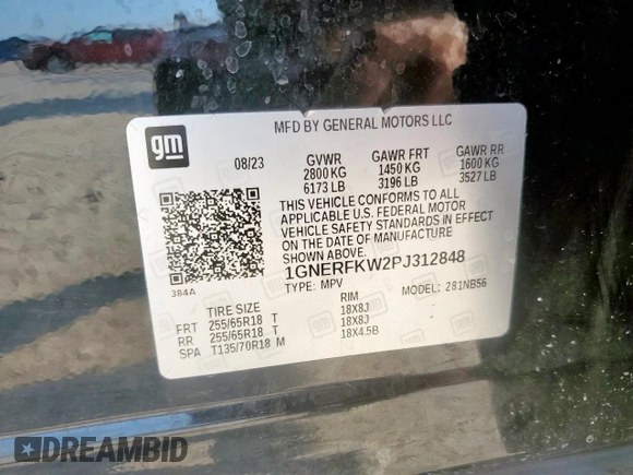 2023 Chevrolet Traverse LS with VIN 1GNERFKW2PJ312848, listed as a Copart auction lot 60497505 with 52,104 mi miles and Salvage title. Bid and sale history available at DreamBid. Image 13.
