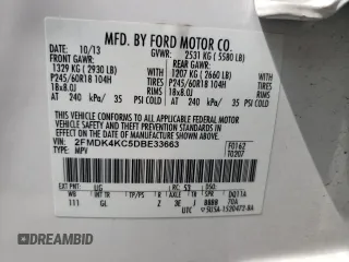 2013 Ford Edge Limited z VIN 2FMDK4KC5DBE33663, wystawiony jako Copart lot #55933785 z przebiegiem 131 613 mil mil oraz Szkody całkowita. Historia ofert i sprzedaży dostępna na DreamBid. Obrazek 13.