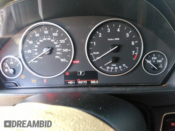 2012 BMW 3 Series 328i with VIN WBA3A5C57CF346074, listed as a IAAI auction lot 41985521 with 160,172 mi miles. Bid and sale history available at carsss.com. Image 7.