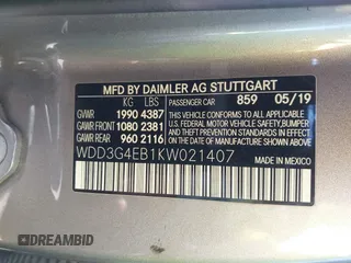 2019 Mercedes-Benz A 220 with VIN WDD3G4EB1KW021407, listed as a IAAI auction lot 41637885 with 47,820 mi miles and . Bid and sale history available at DreamBid. Image 9.