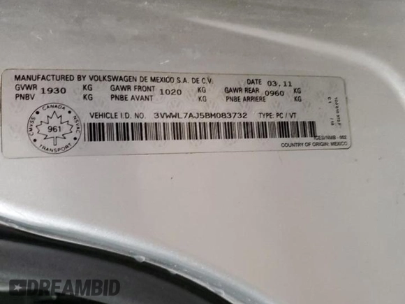 2011 Volkswagen Jetta z VIN 3VWWL7AJ5BM083732, wystawiony jako Copart lot #57943595 z przebiegiem 171 791 mil mil oraz Szkoda całkowita • Salvage title. Historia ofert i sprzedaży dostępna na DreamBid. Obrazek 13.