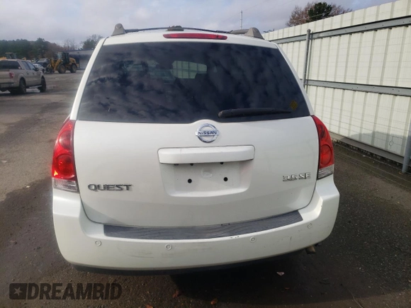 2006 Nissan Quest S Special Edition with VIN 5N1BV28UX6N126094, listed as a Copart auction lot 84934494 with 194,706 mi miles and Salvage Title. Bid and sale history available at carsss.com. Image 6.