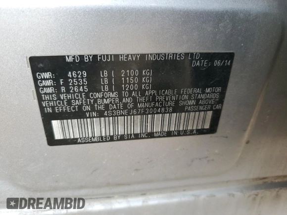 2015 Subaru Legacy 3.6R Limited with VIN 4S3BNEJ67F3004838, listed as a Copart auction lot 88723145 with 129,316 mi miles and Salvage Title. Bid and sale history available at carsss.com. Image 15.