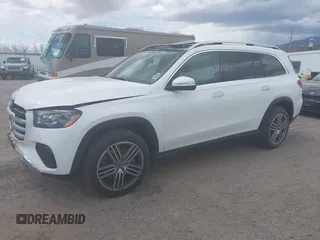 2025 Mercedes-Benz GLS 450 with VIN 4JGFF5KE3SB402662, listed as a IAAI auction lot 42047355 with 2,879 mi miles and . Bid and sale history available at DreamBid. Image 2.