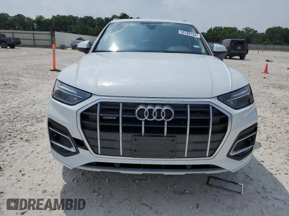2021 Audi Q5 with VIN WA1AABFY3M2078576, listed as a Copart auction lot 55746134 with 56,350 mi miles and Clean title. Bid and sale history available at DreamBid. Image 5.