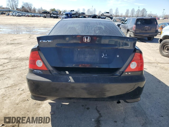2005 Honda Civic Cpe LX with VIN 1HGEM22515L030825, listed as a Copart auction lot 46666065 with 239,046 mi miles and Salvage Title. Bid and sale history available at carsss.com. Image 6.
