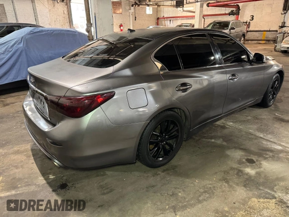 2015 Infiniti Q50 with VIN JN1BV7AR7FM412100, listed as a Copart auction lot 54574705 with 111,230 mi miles and Salvage Title. Bid and sale history available at carsss.com. Image 4.