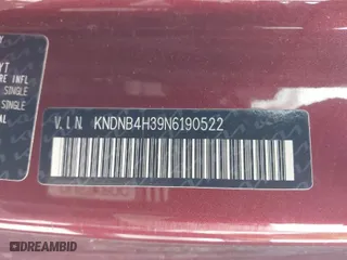 2022 Kia Carnival LXS with VIN KNDNB4H39N6190522, listed as a IAAI auction lot 41258888 with 59,608 mi miles. Bid and sale history available at carsss.com. Image 9.