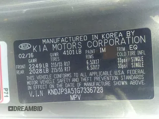 2016 Kia Soul + with VIN KNDJP3A51G7336723, listed as a IAAI auction lot 37082088 with 1 mi miles. Bid and sale history available at carsss.com. Image 9.