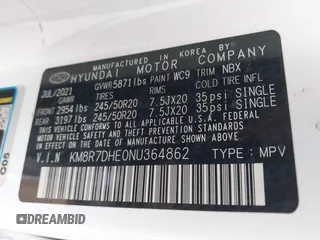 2022 Hyundai Palisade Calligraphy z VIN KM8R7DHE0NU364862, wystawiony jako IAAI lot #42353285 z przebiegiem 54 936 mil mil oraz . Historia ofert i sprzedaży dostępna na DreamBid. Obrazek 9.