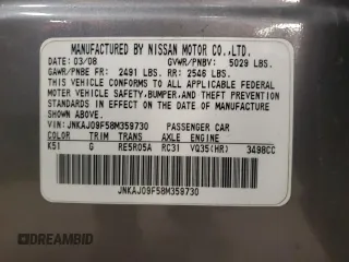 2008 Infiniti EX Journey with VIN JNKAJ09F58M359730, listed as a Copart auction lot 82002604 with Not Provided miles and Clean Title. Bid and sale history available at DreamBid. Image 13.