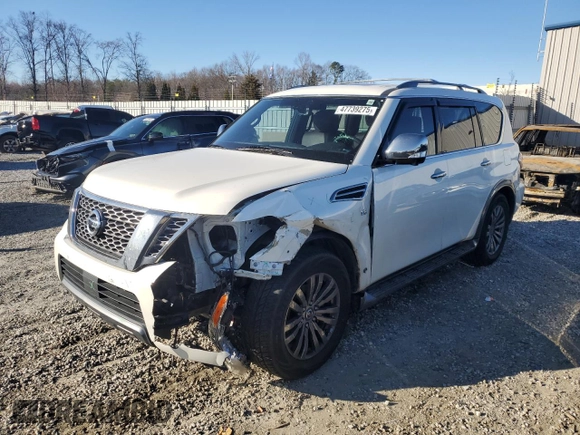 2018 Nissan Armada Platinum with VIN JN8AY2NE5J9733126, listed as a Copart auction lot 47739275 with 102,188 mi miles and Salvage Title. Bid and sale history available at carsss.com. Image 1.