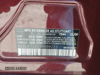 2009 Mercedes-Benz E 550 with VIN WDBUF72X69B439223, listed as a IAAI auction lot 41048321 with Not Provided miles and . Bid and sale history available at DreamBid. Image 9.