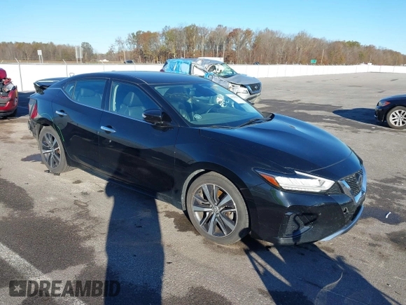 2020 Nissan Maxima SV with VIN 1N4AA6CV0LC371891, listed as a IAAI auction lot 40829323 with 90,339 mi miles. Bid and sale history available at carsss.com. Image 1.